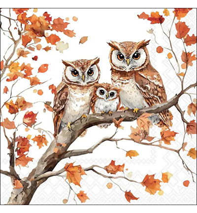 Servetten 20pcs / 33 x 33cm, Family of owls