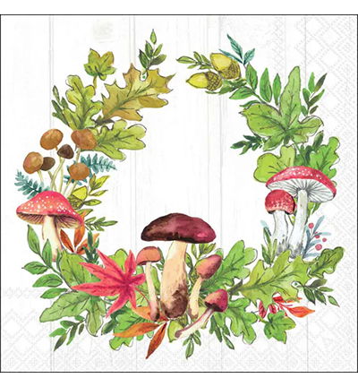 Servetten 20pcs / 33 x 33cm, Mushroom wreath