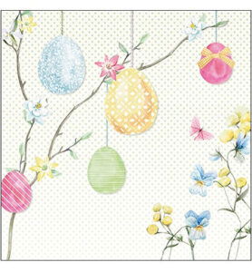 Servetten 20pcs / 33 x 33cm, Hanging eggs
