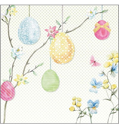 Servetten 20pcs / 33 x 33cm, Hanging eggs