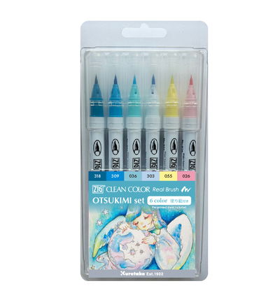 Clean Color Real Brush + Otsukimi, 6 color Set