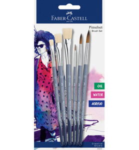Penselen Faber-Castell rond 2, 6, 10, plat 6, 10, 14