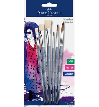Penselen Faber-Castell rond 2, 6, 10, plat 6, 10, 14