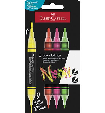 Acrylmarker FC Black Edition Shake & Paint, 4st. Neon kleuren