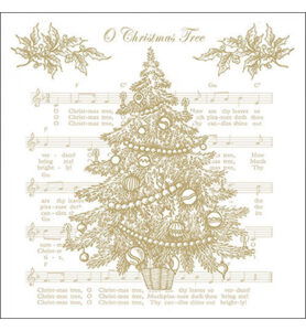 Servetten 20pcs / 33 x 33cm, O Christmas tree gold