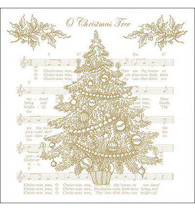 Servetten 20pcs / 33 x 33cm, O Christmas tree gold