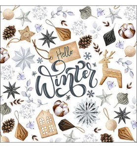 Servetten 20pcs / 33 x 33cm, Natural winter