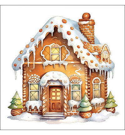 Servetten 20pcs / 33 x 33cm, Gingerbread house