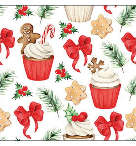 Servetten 20pcs / 33 x 33cm, Christmas sweets red