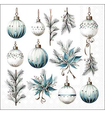 Servetten 20pcs / 33 x 33cm, Hanging decorations silver