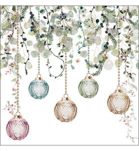 Servetten 20pcs / 33 x 33cm, Floral Christmas white