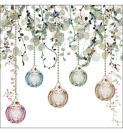 Servetten 20pcs / 33 x 33cm, Floral Christmas white