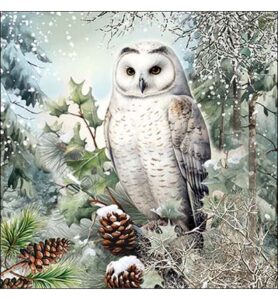 Servetten 20pcs / 33 x 33cm, Snowy owl