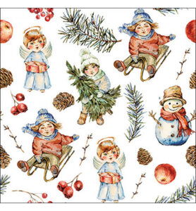 Servetten 20pcs / 33 x 33cm, Playing outside white