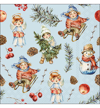 Servetten 20pcs / 33 x 33cm, Playing outside blue