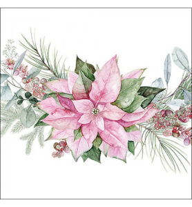 Servetten 20pcs / 33 x 33cm, Pink poinettia