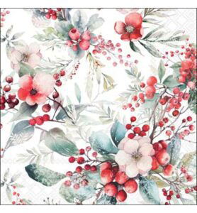 Servetten 20pcs / 33 x 33cm, Winter berries