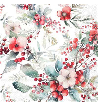 Servetten 20pcs / 33 x 33cm, Winter berries