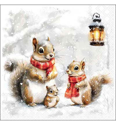 Servetten 20pcs / 33 x 33cm, Squirrel family