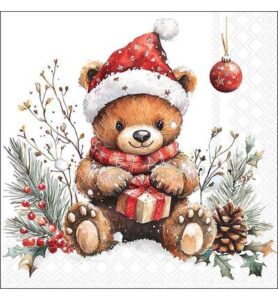 Servetten 20pcs / 33 x 33cm, Teddy’s gift white