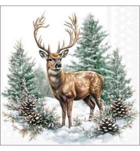 Tovaglioli 20 pezzi / 33 x 33 cm, Winter stag white