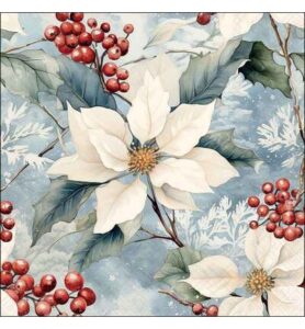 Servetten 20pcs / 33 x 33cm, Winter poinsettia