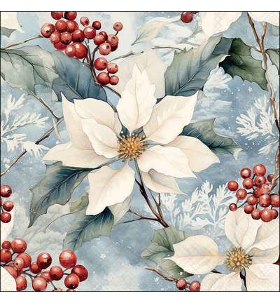 Servetten 20pcs / 33 x 33cm, Winter poinsettia