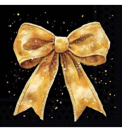Servetten 20pcs / 33 x 33cm, Fancy bow gold/black