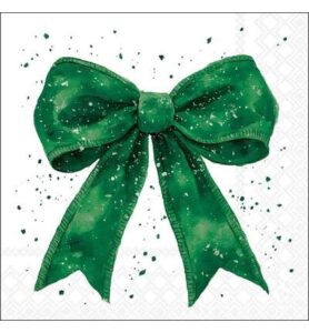 Servetten 20pcs / 33 x 33cm, Fancy bow green/white