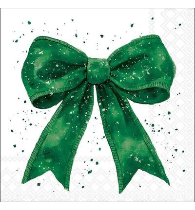 Servetten 20pcs / 33 x 33cm, Fancy bow green/white