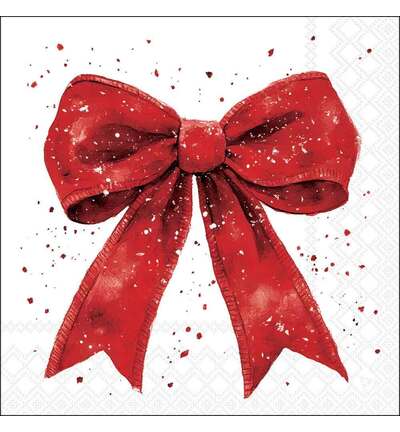 Servetten 20pcs / 33 x 33cm, Fancy bow red/white