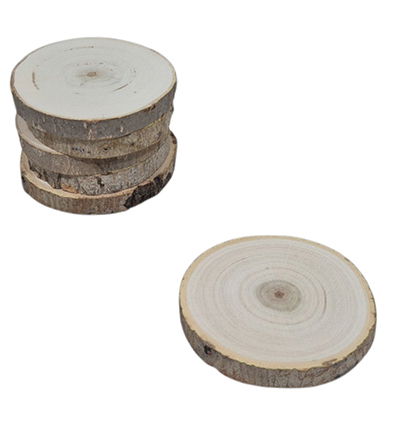 Boomschors rond, Populierenhout 6pcs / 9-10cm