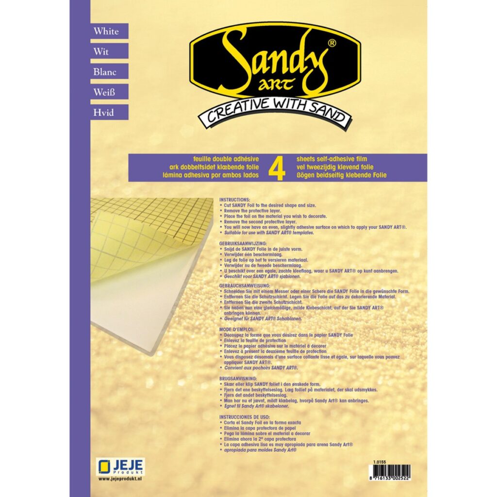 4 vel A4 Sandy Art dubbelzijdig klevend folie wit (1.0155)