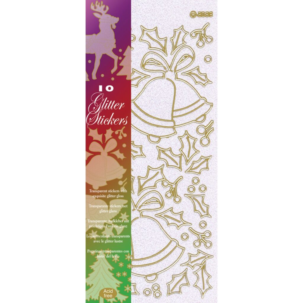 Glitter stickers Kerst 10 peel off stickers (3.9825)