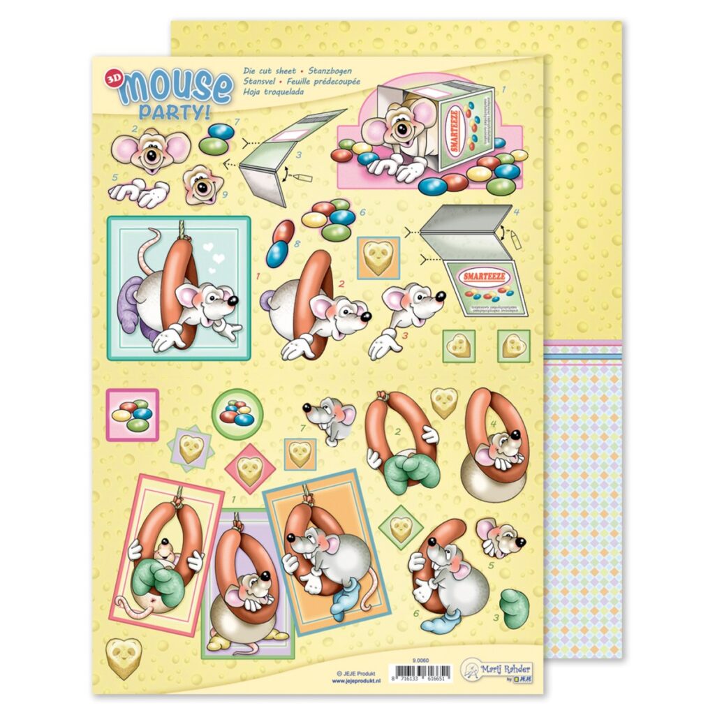 MRJ Mouse Party 3D stansvel + potpourri papier (9.0060)