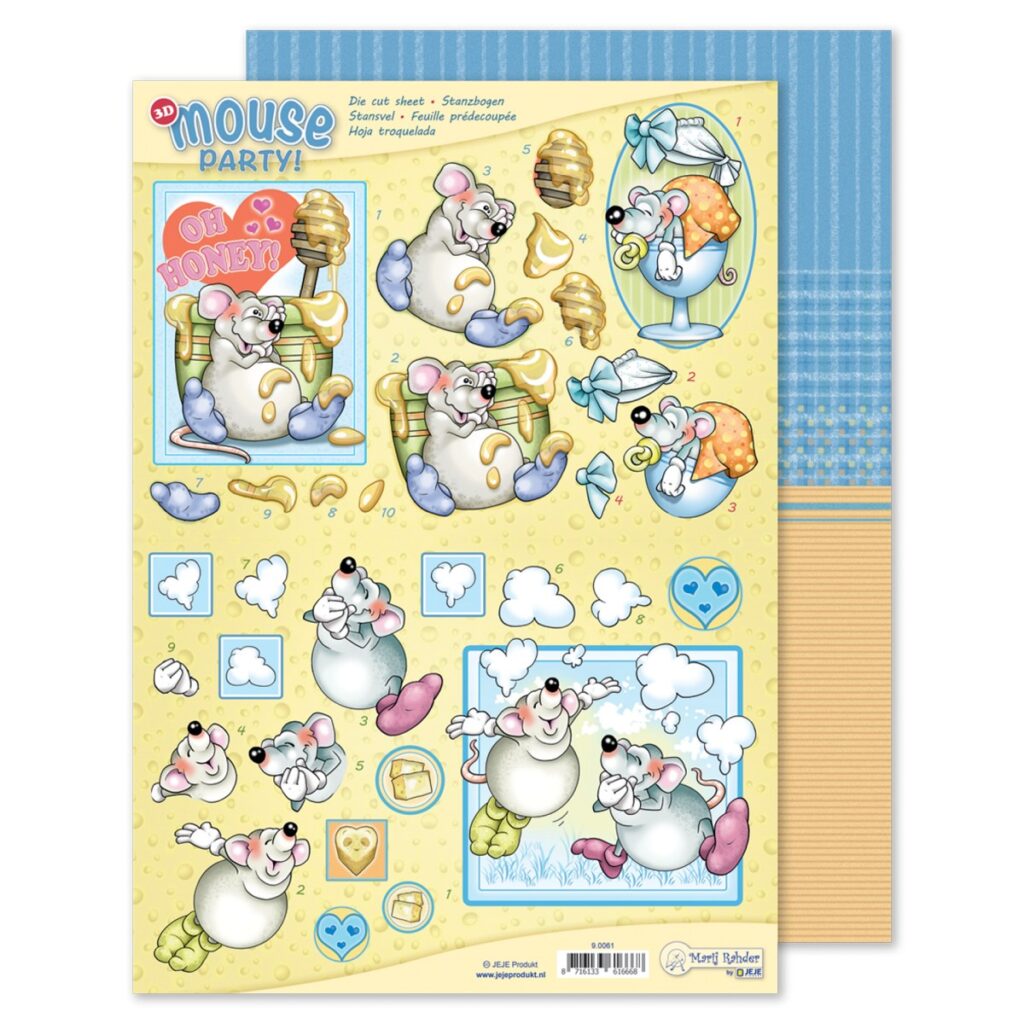 MRJ Mouse Party 3D stansvel + potpourri papier (9.0061)