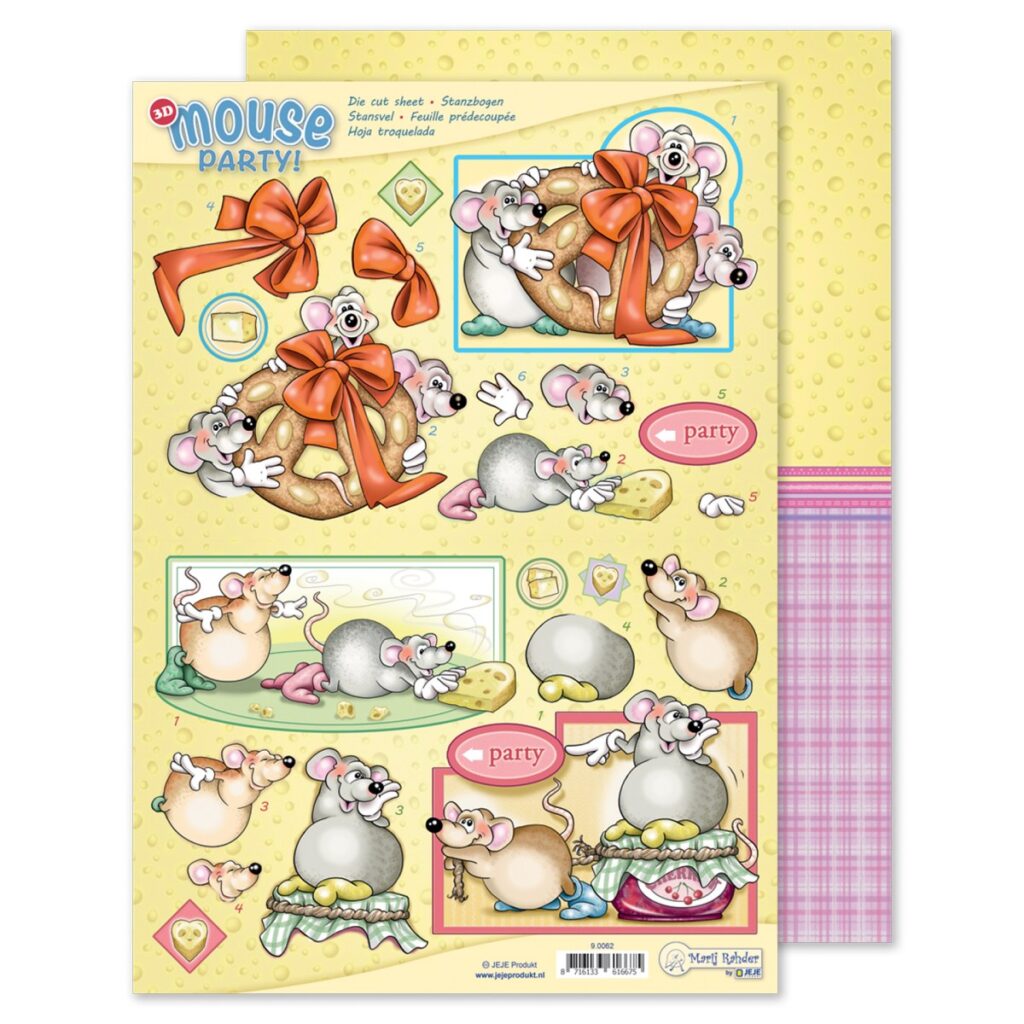 MRJ Mouse Party 3D stansvel + potpourri papier (9.0062)