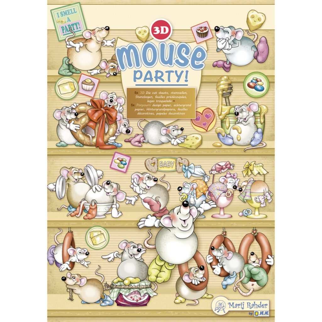 MRJ Mouse Party 5x 3D Stansvellen + Potpourri papier (9.0080)