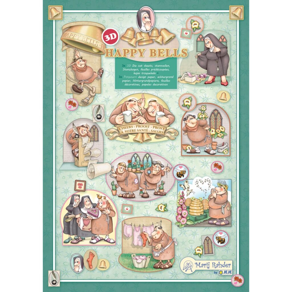MRJ Happy Bells 3x 3D stansvellen + potpourri papier (9.0105)