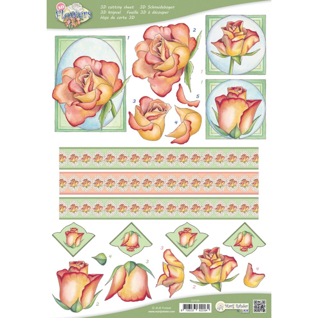 MRJ Flowers 10 fogli da ritagliare in 3D (9.0126)