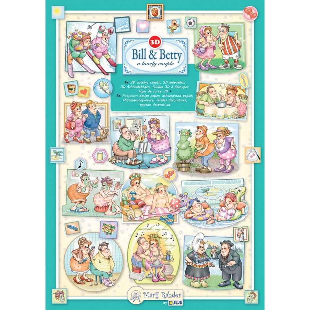 MRJ Bill & Betty 4x 3D knipvellen + potpourri papier (9.0164)