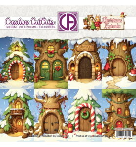 Collagepapier,  Christmas Animals 02 – Boomhuisjes