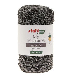 Macrame Cordy Melange 200gr / 65mtr, Black/grey