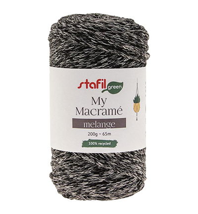 Macrame Cordy Melange 200gr / 65mtr, Black/grey
