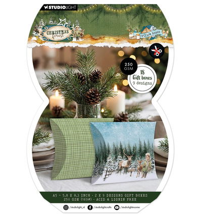 SL Giftbox Paper Pad Pillowbox Christmas Forest nr.480 – 18 Sheets