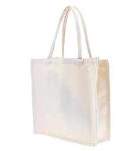 Ecru tas katoen met hengsel 40x40x15cm