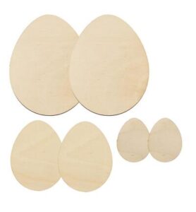Wooden Egg flat natural set 6pcs / 9,3 x 12 x 0,3cm