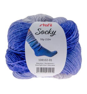 Hilo para calcetines, 50 g / 210 m, azul / azul claro