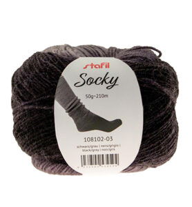 Hilo Socky, 50 g / 210 m, negro / gris