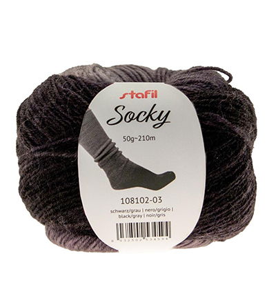 Socky yarn 50gr / 210mtr, Black / gray